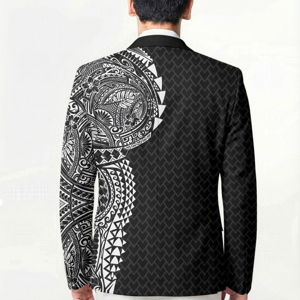 Hawaiian Traditional Tattoos Blazer Kakau Tribal Tropical Plant Motif Black Color