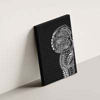 Hawaiian Traditional Tattoos Canvas Wall Art Kakau Tribal Tropical Plant Motif Black Color