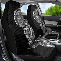 Hawaiian Traditional Tattoos Car Seat Cover Kakau Tribal Tropical Plant Motif Black Color