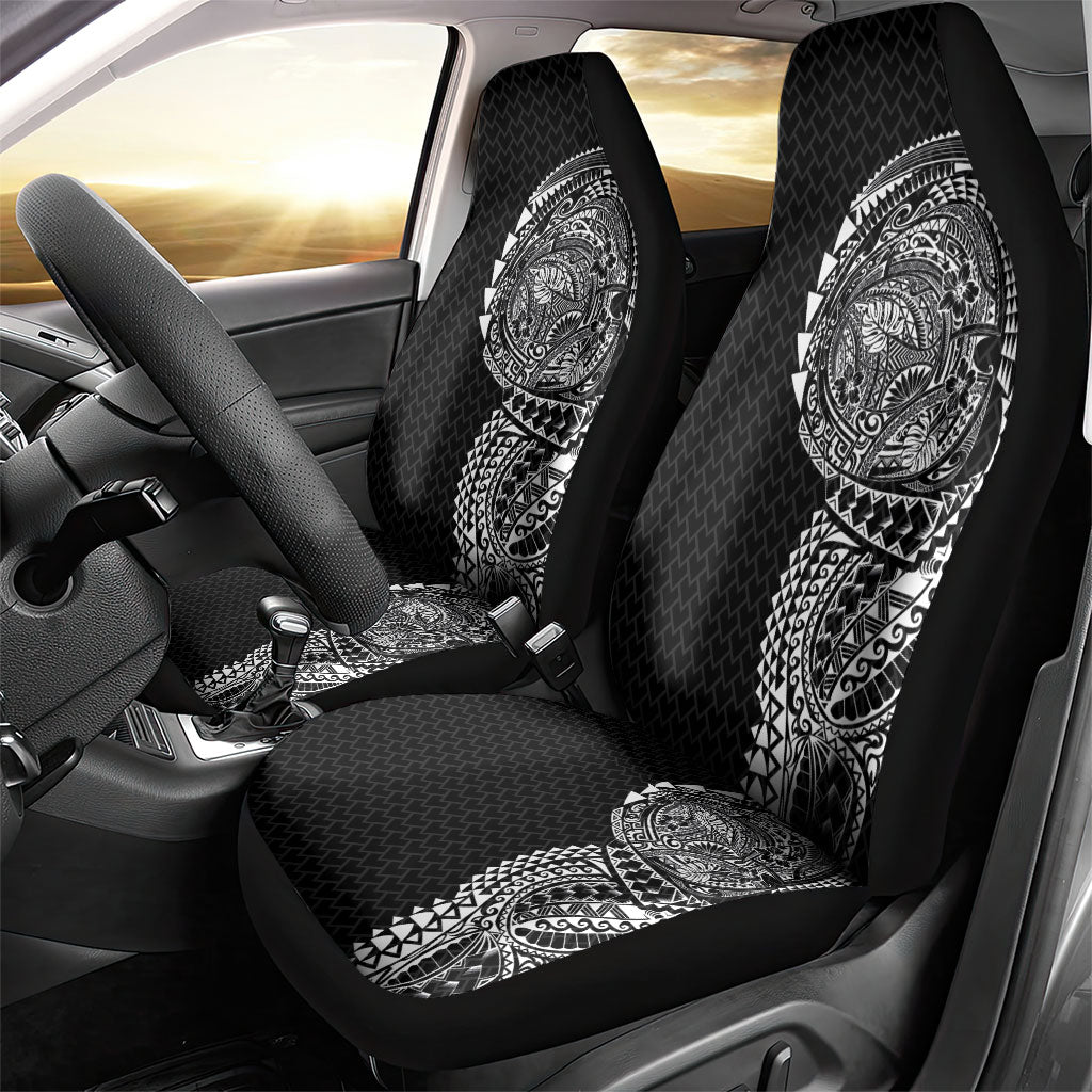 Hawaiian Traditional Tattoos Car Seat Cover Kakau Tribal Tropical Plant Motif Black Color
