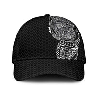 Hawaiian Traditional Tattoos Classic Cap Kakau Tribal Tropical Plants Motif Black Color