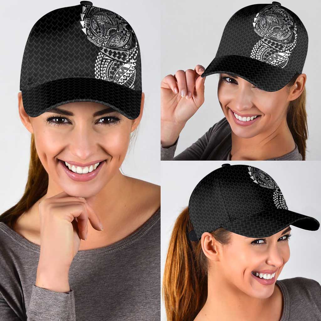 Hawaiian Traditional Tattoos Classic Cap Kakau Tribal Tropical Plants Motif Black Color