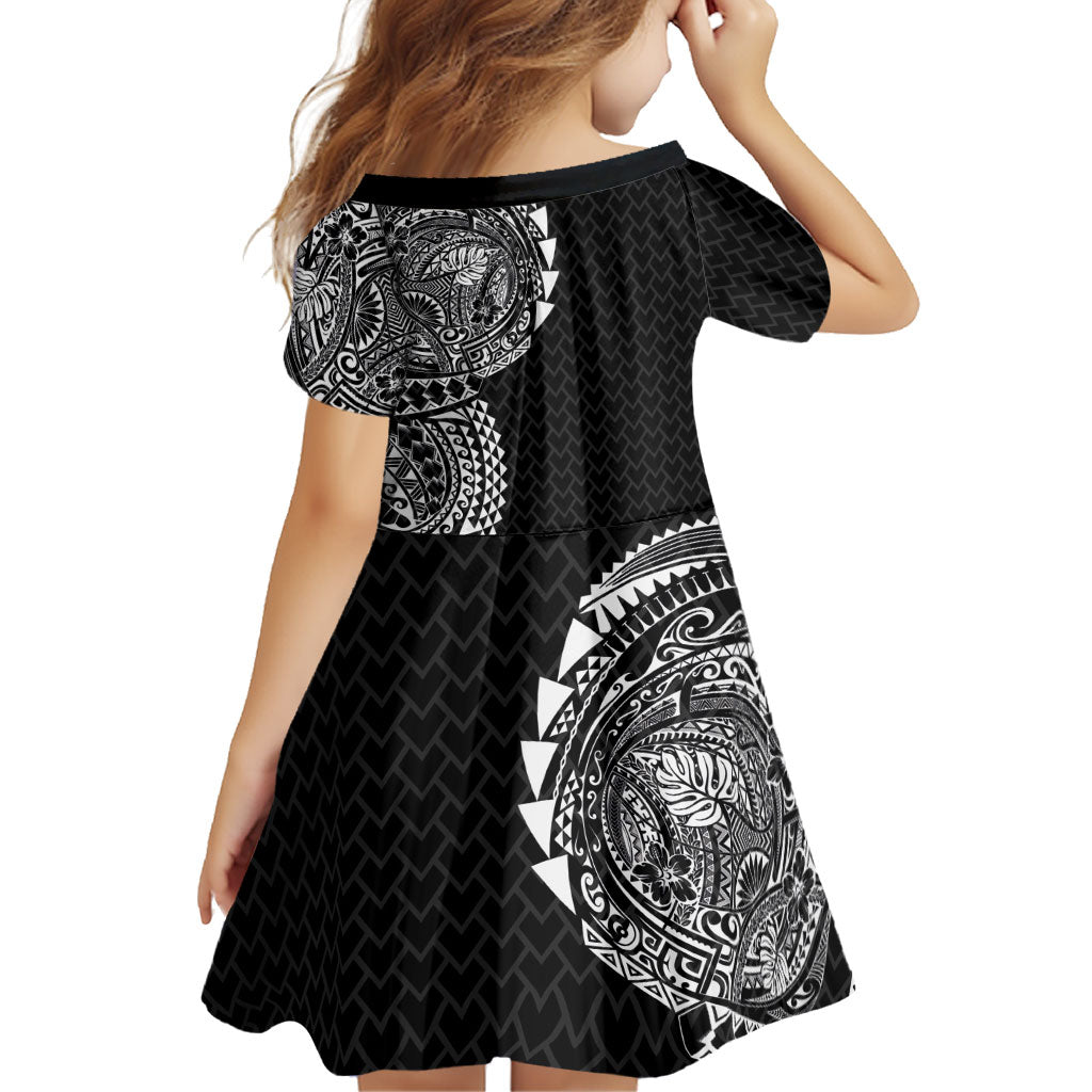 Hawaiian Traditional Tattoos Family Matching Summer Maxi Dress and Hawaiian Shirt Kakau Tribal Tropical Plant Motif Black Color LT03 - Polynesian Pride