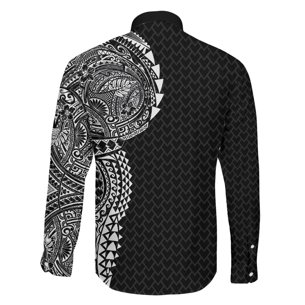 Hawaiian Traditional Tattoos Family Matching Summer Maxi Dress and Hawaiian Shirt Kakau Tribal Tropical Plant Motif Black Color LT03 - Polynesian Pride