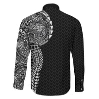 Hawaiian Traditional Tattoos Family Matching Summer Maxi Dress and Hawaiian Shirt Kakau Tribal Tropical Plant Motif Black Color LT03 - Polynesian Pride
