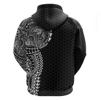 Hawaiian Traditional Tattoos Hoodie Kakau Tribal Tropical Plant Motif Black Color