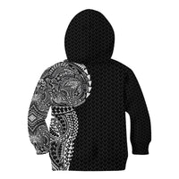 Hawaiian Traditional Tattoos Kid Hoodie Kakau Tribal Tropical Plant Motif Black Color