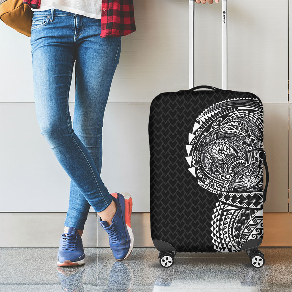 Hawaiian Traditional Tattoos Luggage Cover Kakau Tribal Tropical Plant Motif Black Color