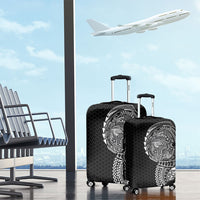 Hawaiian Traditional Tattoos Luggage Cover Kakau Tribal Tropical Plant Motif Black Color