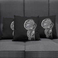 Hawaiian Traditional Tattoos Pillow Cover Kakau Tribal Tropical Plant Motif Black Color