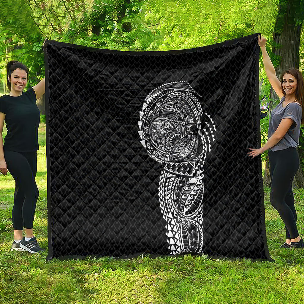 Hawaiian Traditional Tattoos Quilt Kakau Tribal Tropical Plant Motif Black Color