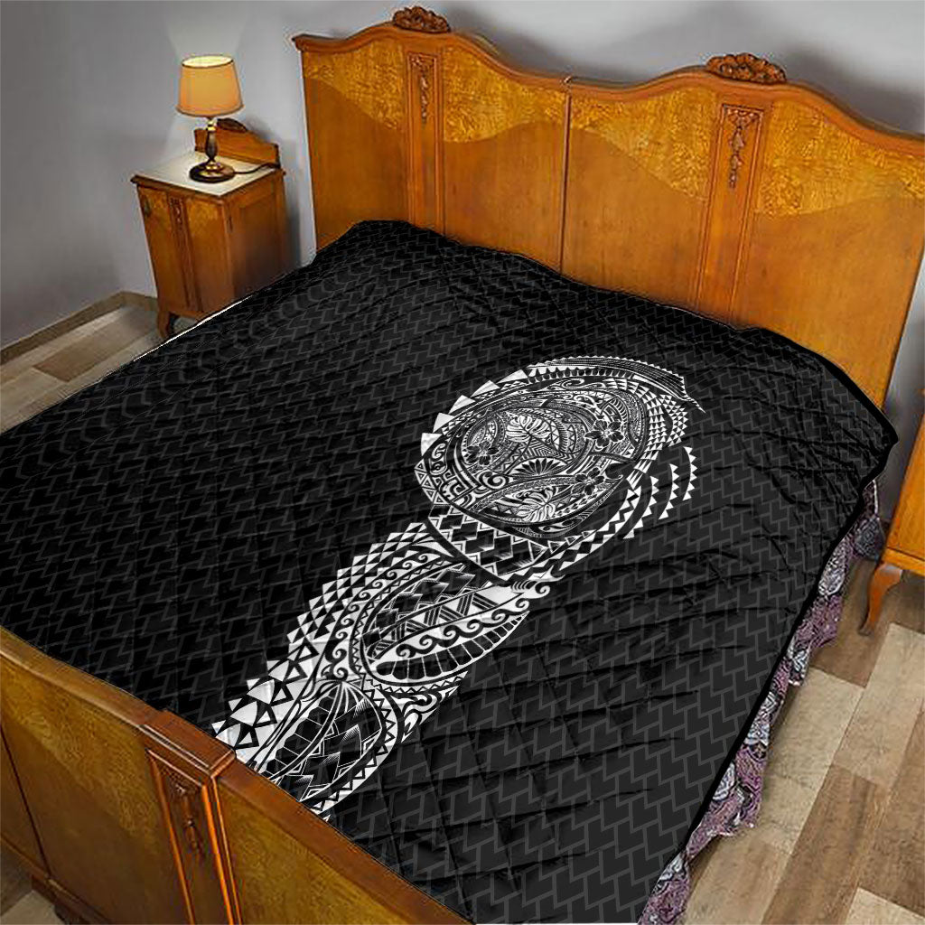 Hawaiian Traditional Tattoos Quilt Kakau Tribal Tropical Plant Motif Black Color