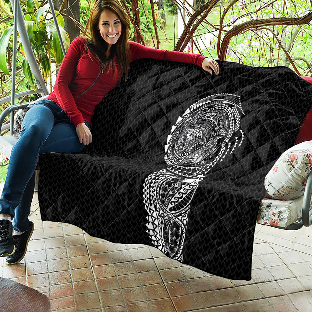 Hawaiian Traditional Tattoos Quilt Kakau Tribal Tropical Plant Motif Black Color