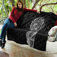 Hawaiian Traditional Tattoos Quilt Kakau Tribal Tropical Plant Motif Black Color