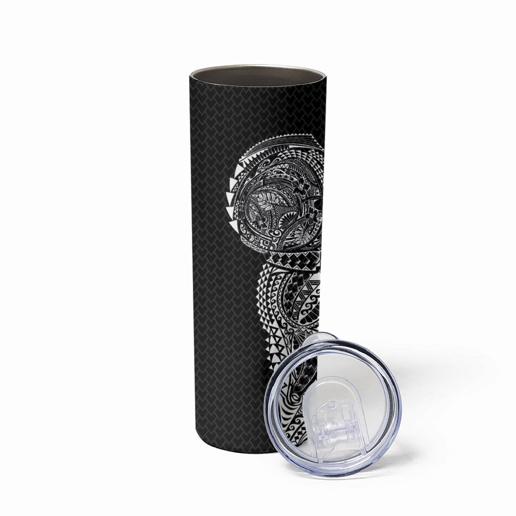 Hawaiian Traditional Tattoos Skinny Tumbler Kakau Tribal Tropical Plant Motif Black Color