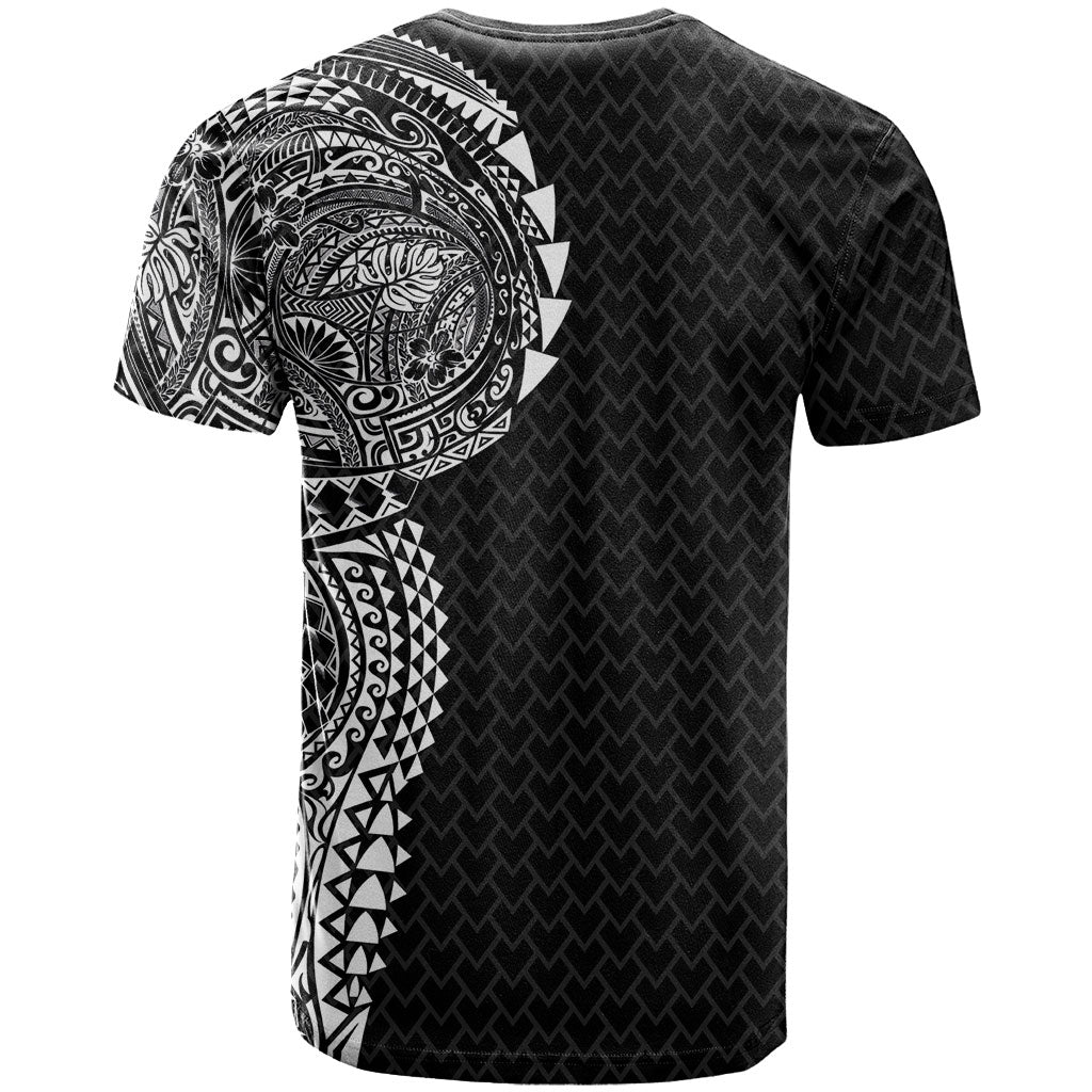 Hawaiian Traditional Tattoos T Shirt Kakau Tribal Tropical Plant Motif Black Color