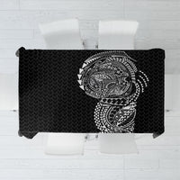 Hawaiian Traditional Tattoos Tablecloth Kakau Tribal Tropical Plant Motif Black Color