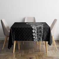 Hawaiian Traditional Tattoos Tablecloth Kakau Tribal Tropical Plant Motif Black Color