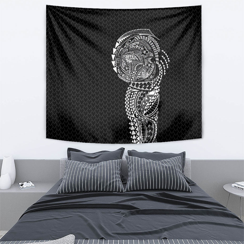 Hawaiian Traditional Tattoos Tapestry Kakau Tribal Tropical Plant Motif Black Color