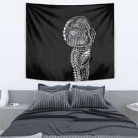 Hawaiian Traditional Tattoos Tapestry Kakau Tribal Tropical Plant Motif Black Color