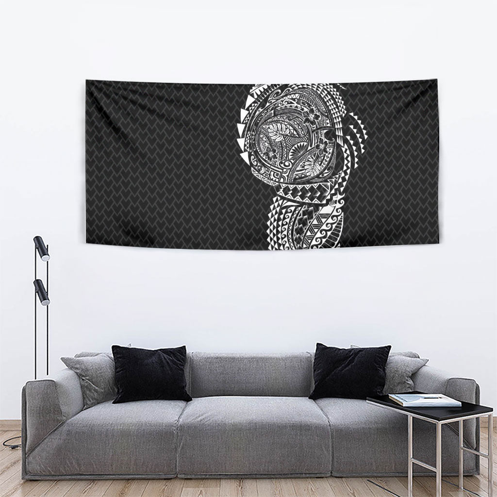 Hawaiian Traditional Tattoos Tapestry Kakau Tribal Tropical Plant Motif Black Color