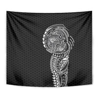 Hawaiian Traditional Tattoos Tapestry Kakau Tribal Tropical Plant Motif Black Color