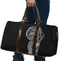 Hawaiian Traditional Tattoos Travel Bag Kakau Tribal Tropical Plant Motif Black Color