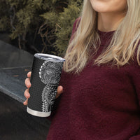 Hawaiian Traditional Tattoos Tumbler Cup Kakau Tribal Tropical Plant Motif Black Color