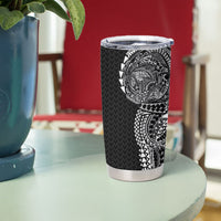 Hawaiian Traditional Tattoos Tumbler Cup Kakau Tribal Tropical Plant Motif Black Color