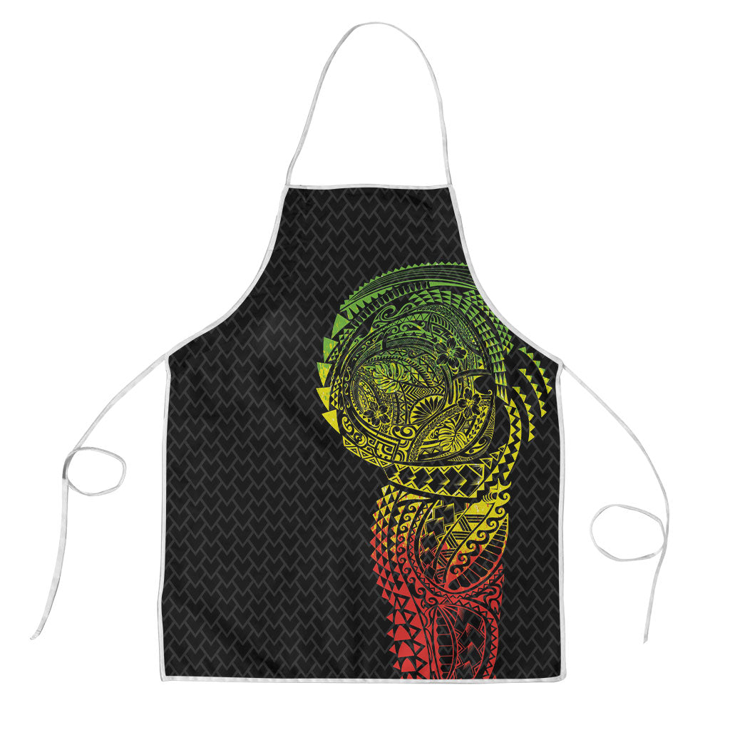 Hawaiian Traditional Tattoos Apron Kakau Tribal Tropical Plant Motif Kanaka Maoli Flag Color Inspired