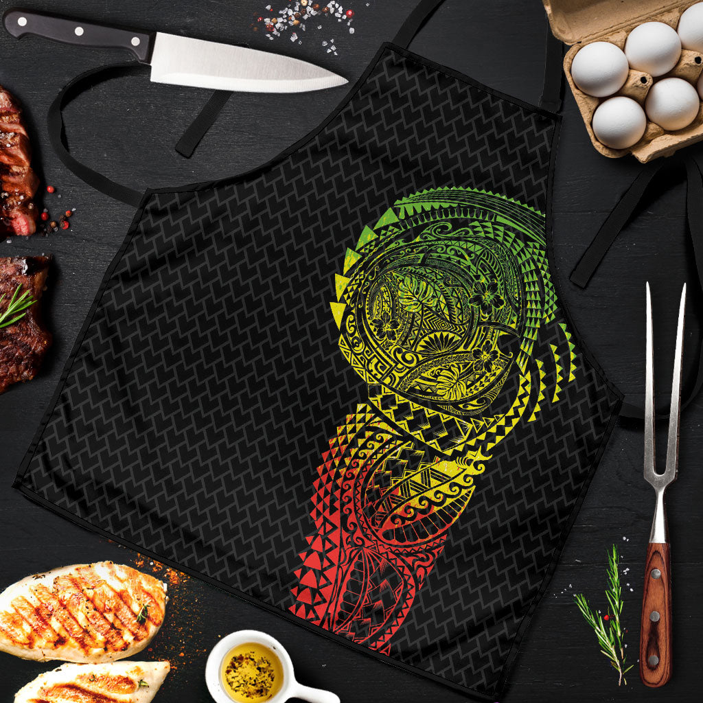 Hawaiian Traditional Tattoos Apron Kakau Tribal Tropical Plant Motif Kanaka Maoli Flag Color Inspired