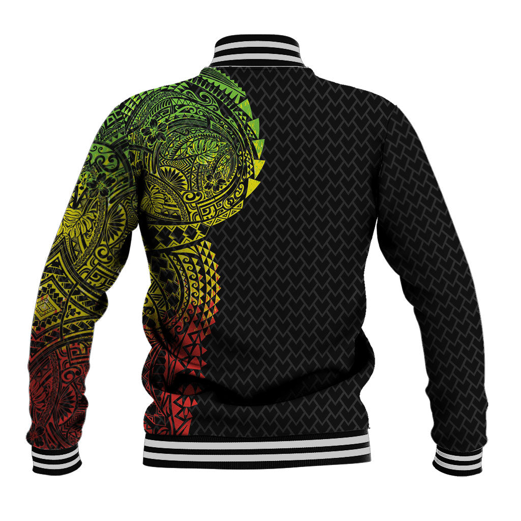 Hawaiian Traditional Tattoos Baseball Jacket Kakau Tribal Tropical Plant Motif Kanaka Maoli Flag Color Inspired