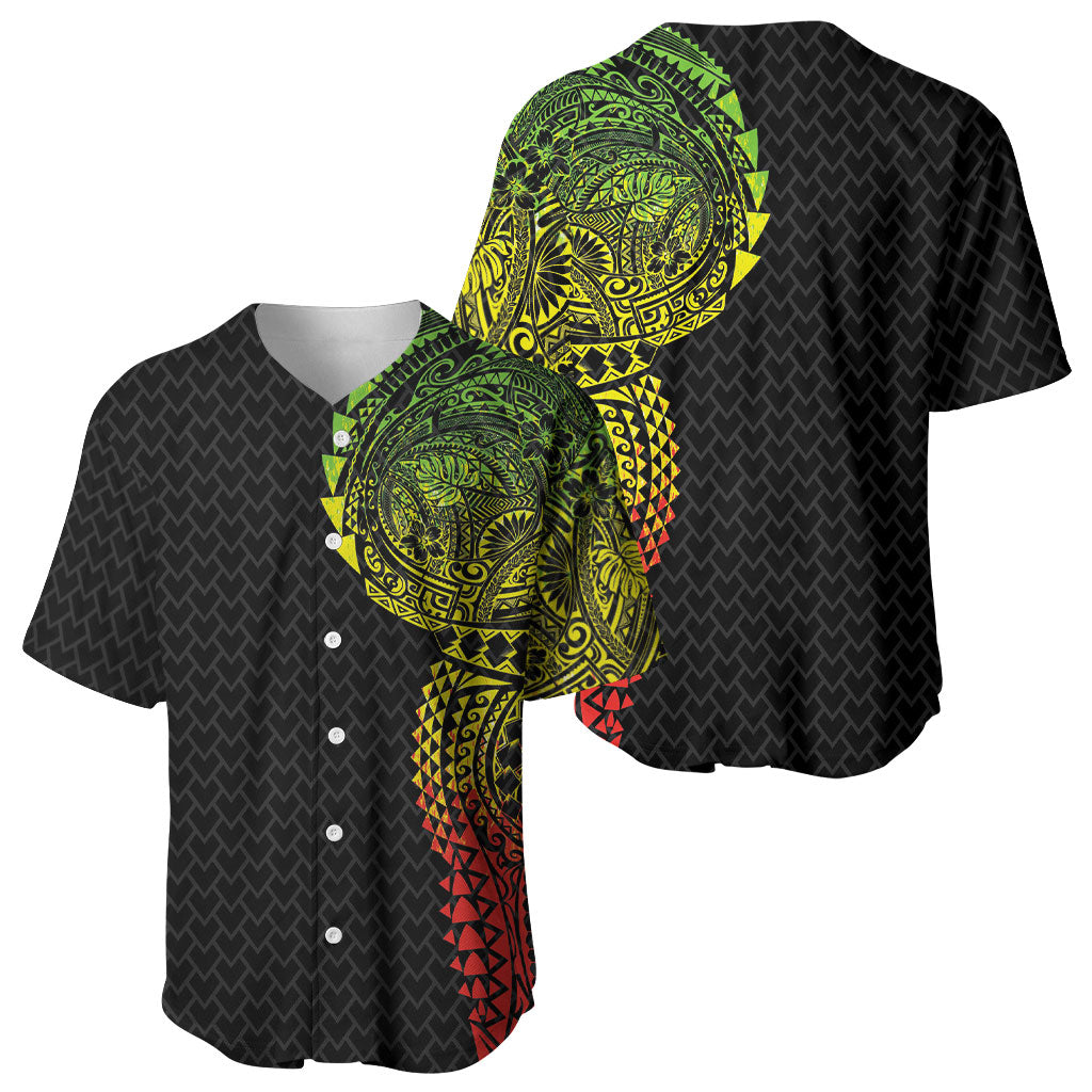 Hawaiian Traditional Tattoos Baseball Jersey Kakau Tribal Tropical Plant Motif Kanaka Maoli Flag Color Inspired