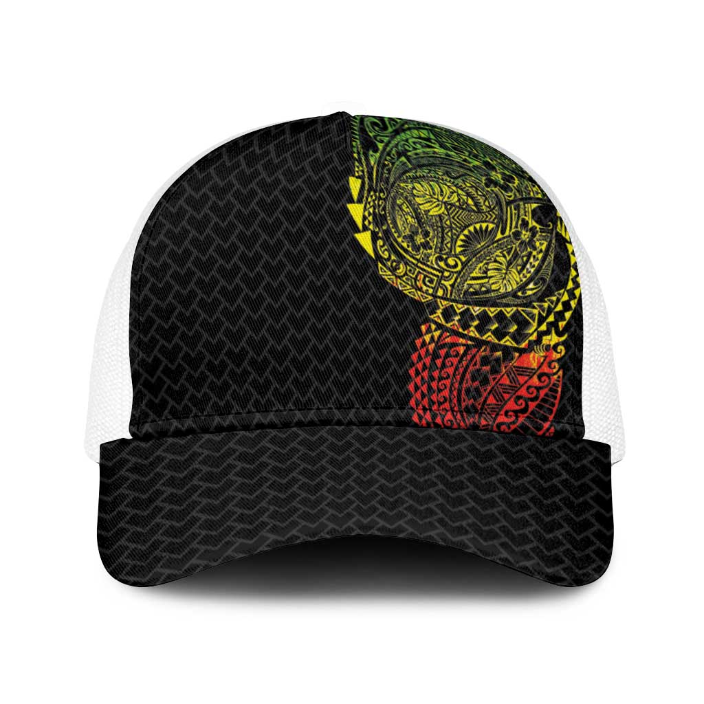 Hawaiian Traditional Tattoos Baseball Net Cap Kakau Tribal Tropical Plants Motif Kanaka Maoli Flag Color Inspired