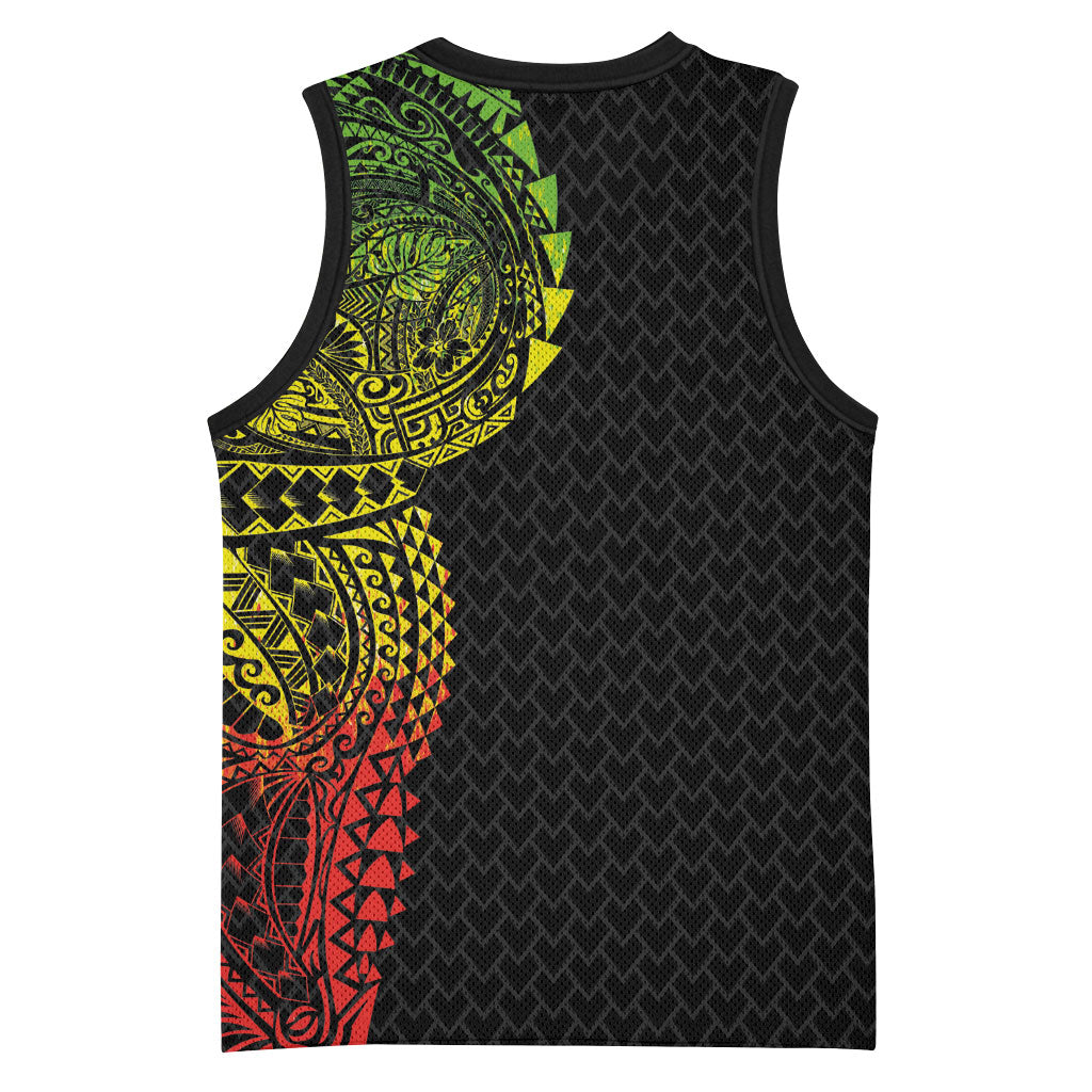 Hawaiian Traditional Tattoos Basketball Jersey Kakau Tribal Tropical Plant Motif Kanaka Maoli Flag Color Inspired