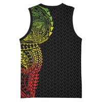 Hawaiian Traditional Tattoos Basketball Jersey Kakau Tribal Tropical Plant Motif Kanaka Maoli Flag Color Inspired