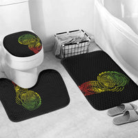Hawaiian Traditional Tattoos Bathroom Set Kakau Tribal Tropical Plant Motif Kanaka Maoli Flag Color Inspired