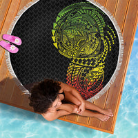 Hawaiian Traditional Tattoos Beach Blanket Kakau Tribal Tropical Plant Motif Kanaka Maoli Flag Color Inspired