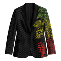 Hawaiian Traditional Tattoos Blazer Kakau Tribal Tropical Plant Motif Kanaka Maoli Flag Color Inspired