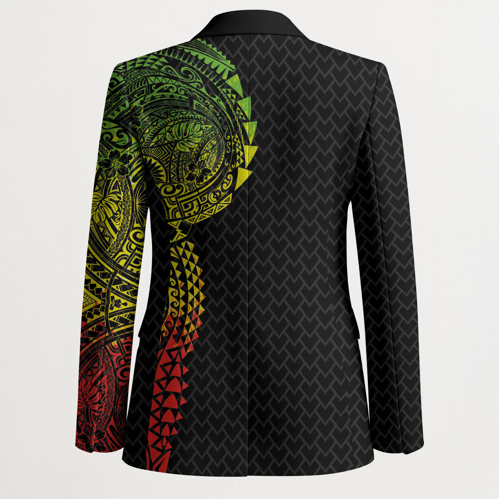 Hawaiian Traditional Tattoos Blazer Kakau Tribal Tropical Plant Motif Kanaka Maoli Flag Color Inspired