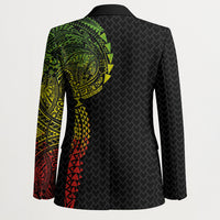 Hawaiian Traditional Tattoos Blazer Kakau Tribal Tropical Plant Motif Kanaka Maoli Flag Color Inspired
