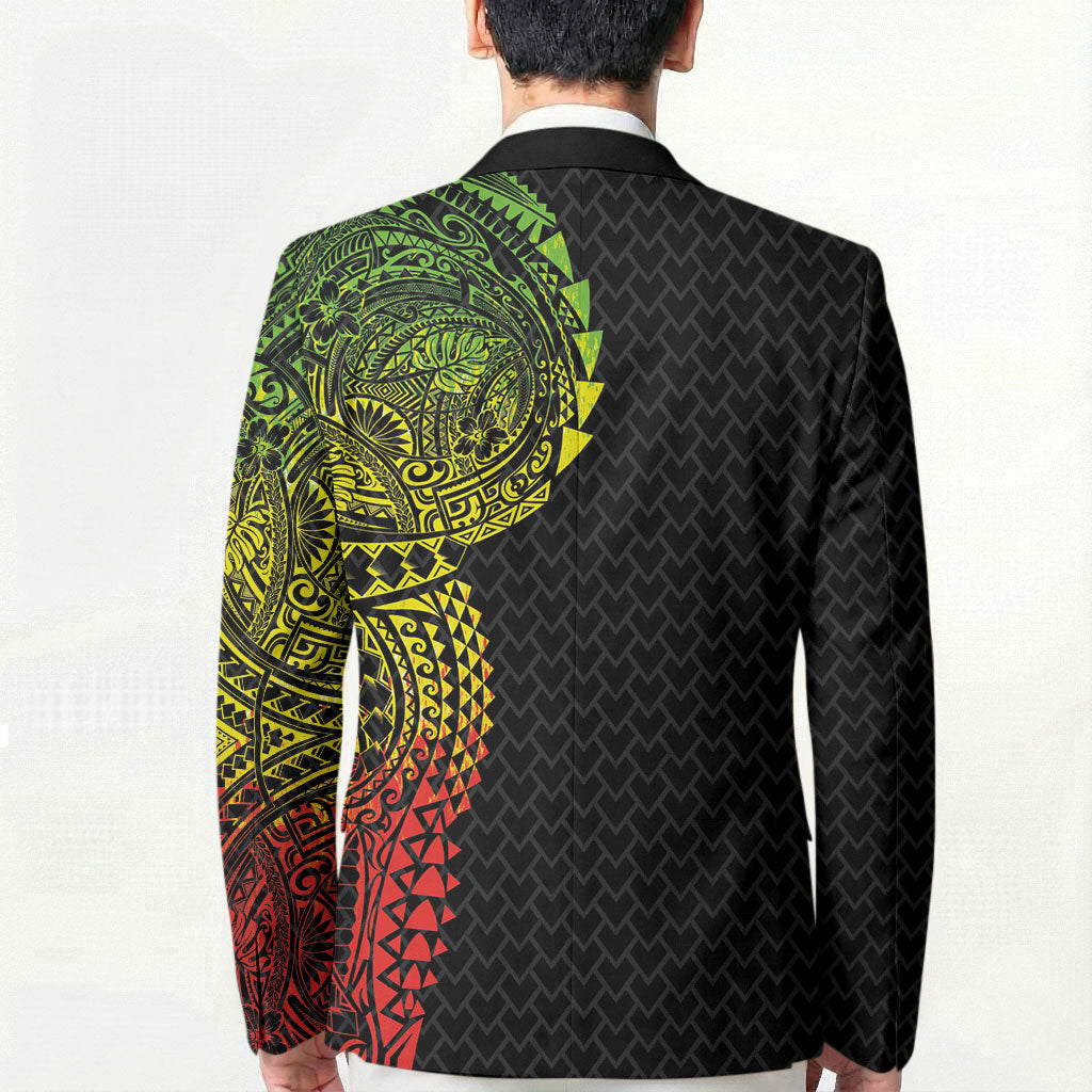 Hawaiian Traditional Tattoos Blazer Kakau Tribal Tropical Plant Motif Kanaka Maoli Flag Color Inspired