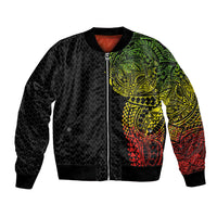 Hawaiian Traditional Tattoos Bomber Jacket Kakau Tribal Tropical Plant Motif Kanaka Maoli Flag Color Inspired