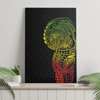 Hawaiian Traditional Tattoos Canvas Wall Art Kakau Tribal Tropical Plant Motif Kanaka Maoli Flag Color Inspired