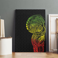 Hawaiian Traditional Tattoos Canvas Wall Art Kakau Tribal Tropical Plant Motif Kanaka Maoli Flag Color Inspired