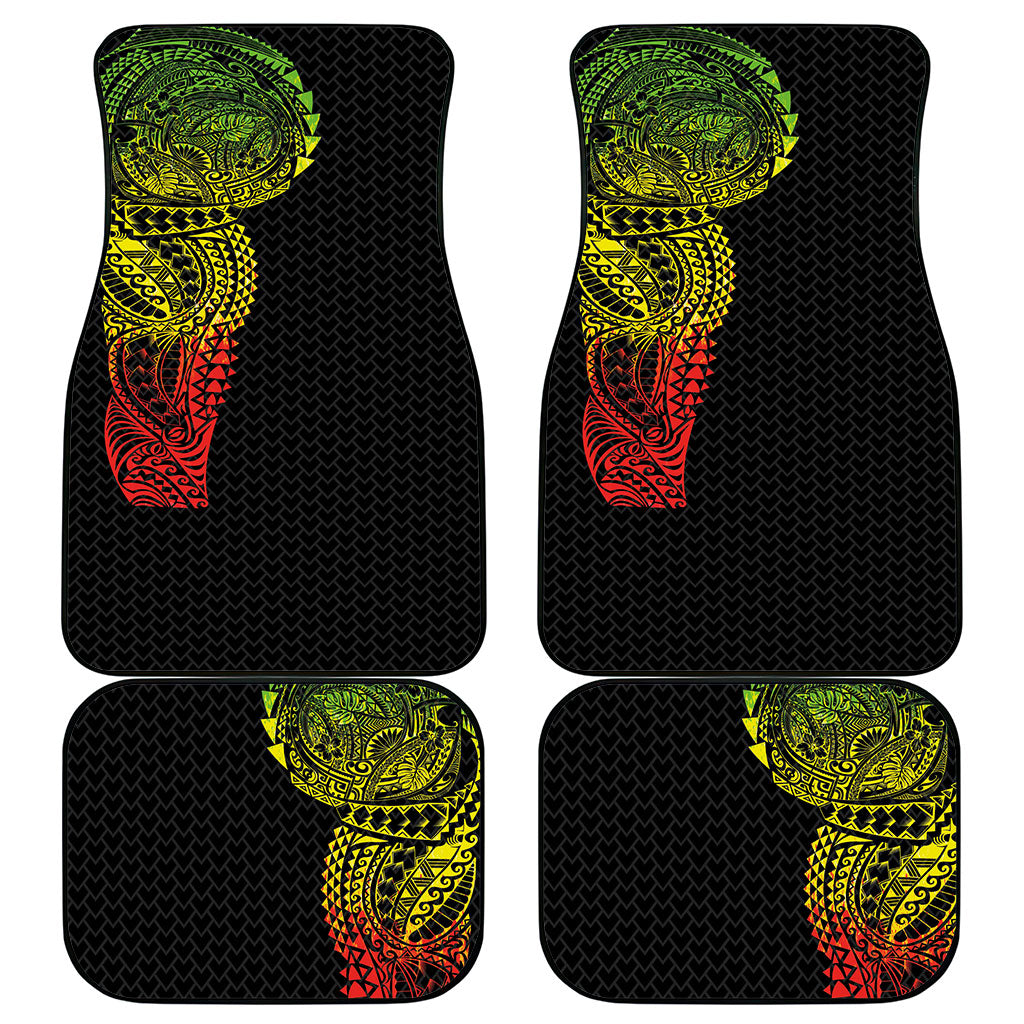 Hawaiian Traditional Tattoos Car Mats Kakau Tribal Tropical Plant Motif Kanaka Maoli Flag Color Inspired LT03 - Polynesian Pride