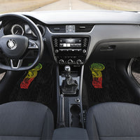 Hawaiian Traditional Tattoos Car Mats Kakau Tribal Tropical Plant Motif Kanaka Maoli Flag Color Inspired LT03 Set 2pcs - Front Multicolor - Polynesian Pride