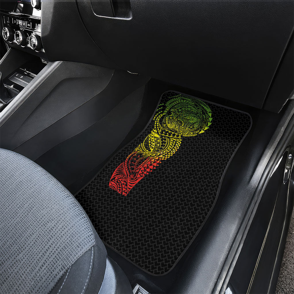 Hawaiian Traditional Tattoos Car Mats Kakau Tribal Tropical Plant Motif Kanaka Maoli Flag Color Inspired LT03 - Polynesian Pride