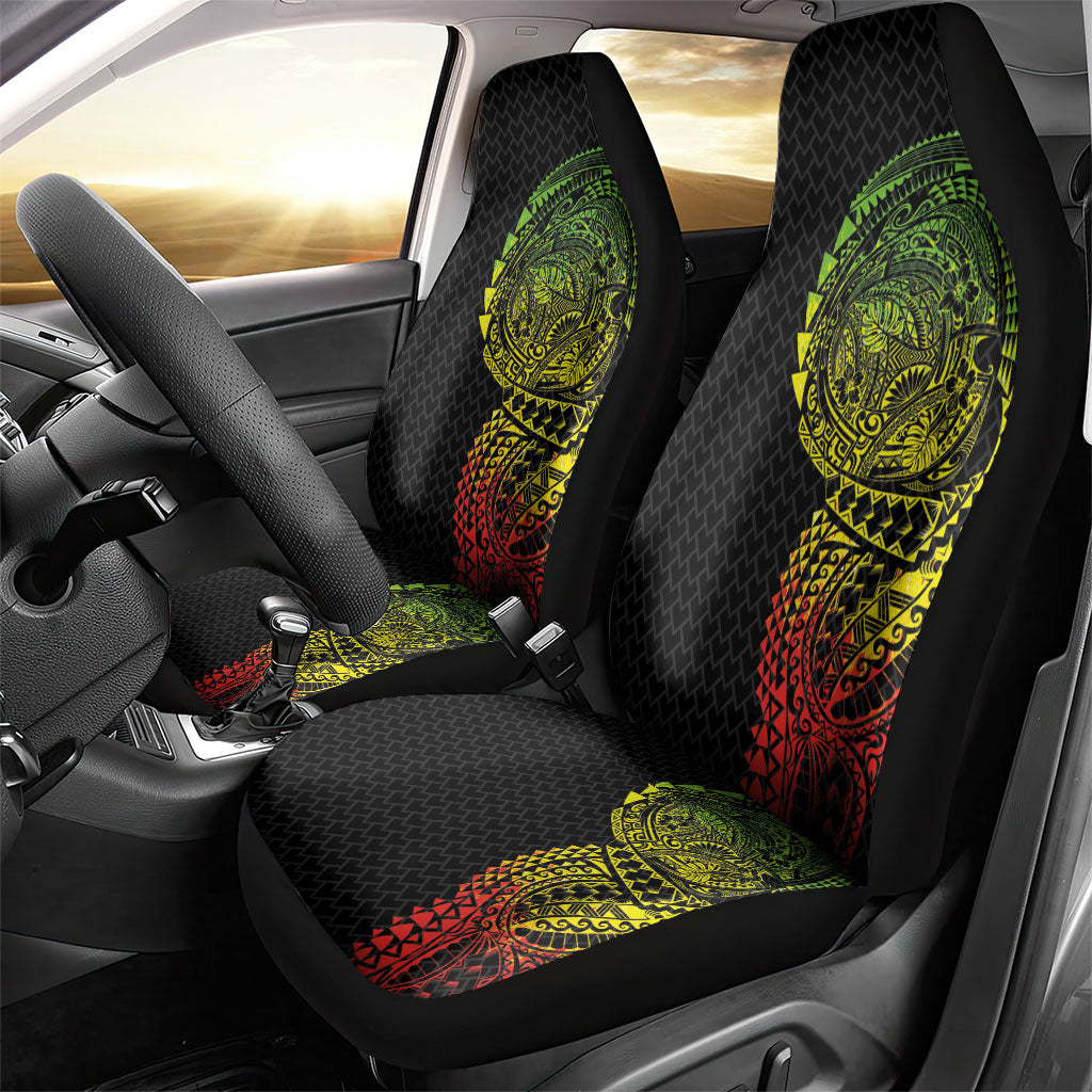 Hawaiian Traditional Tattoos Car Seat Cover Kakau Tribal Tropical Plant Motif Kanaka Maoli Flag Color Inspired