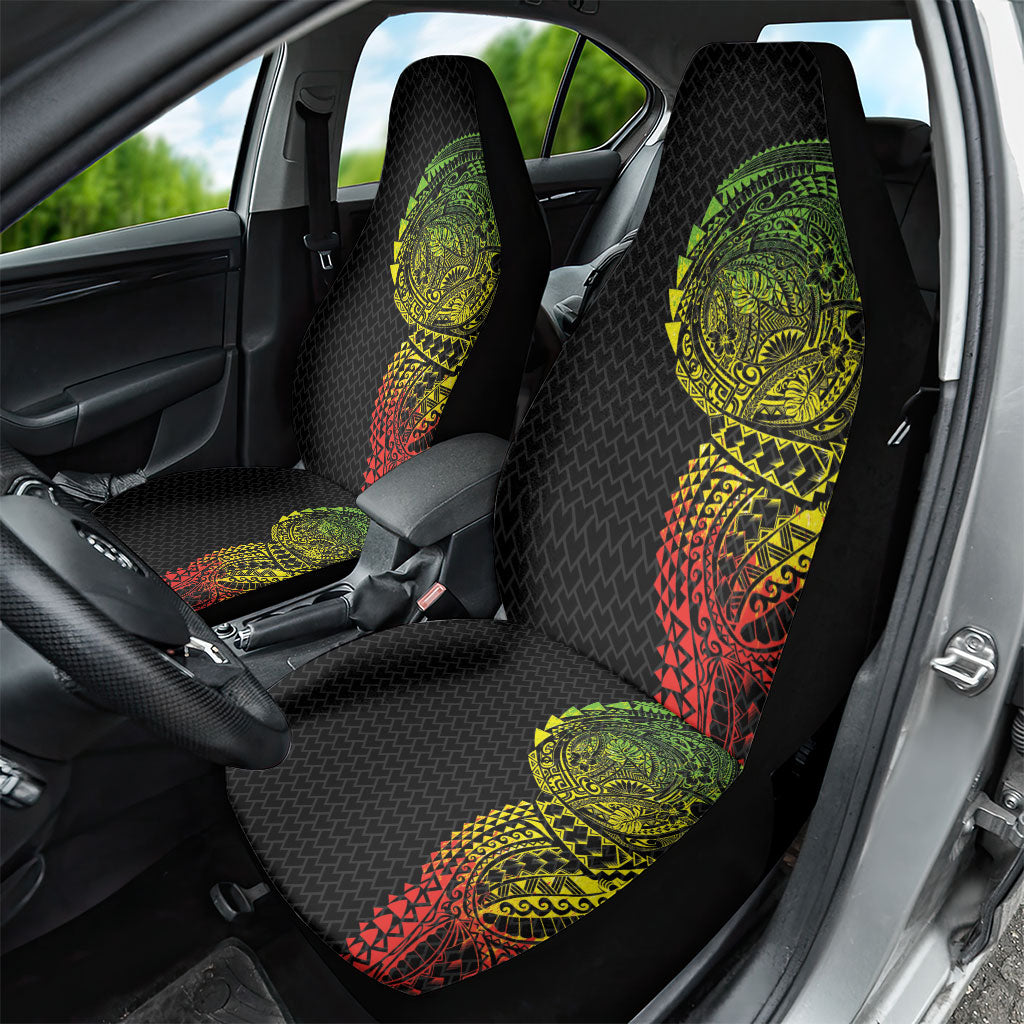 Hawaiian Traditional Tattoos Car Seat Cover Kakau Tribal Tropical Plant Motif Kanaka Maoli Flag Color Inspired